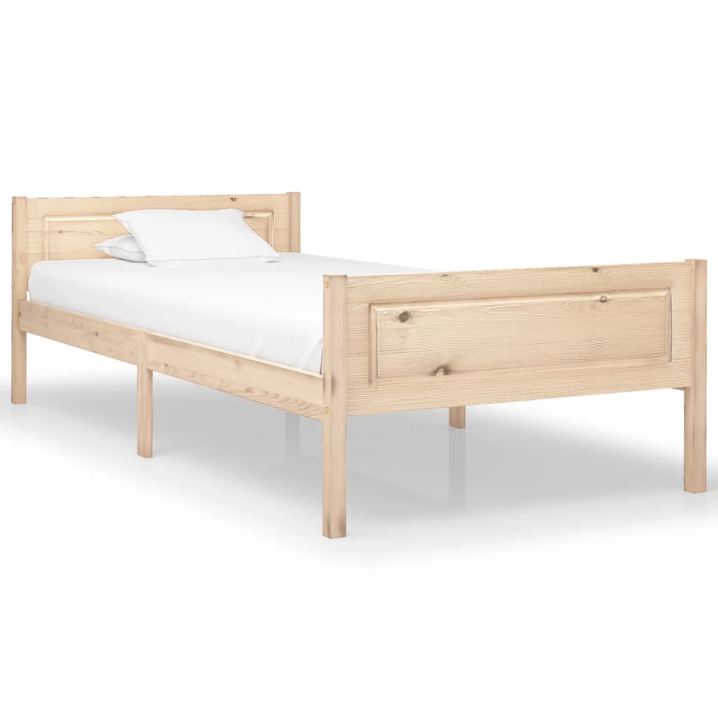 Bed Frame | Natural Wood | Solid Pinewood, Plywood | 100x200 cm
