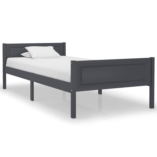 vidaXL Bed Frame without Mattress Solid Pinewood Grey 90x200 cm