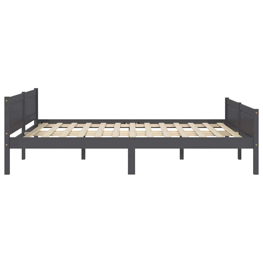 Bed Frame | Grey | Solid pinewood, plywood | Double | Durable | Bed Frame