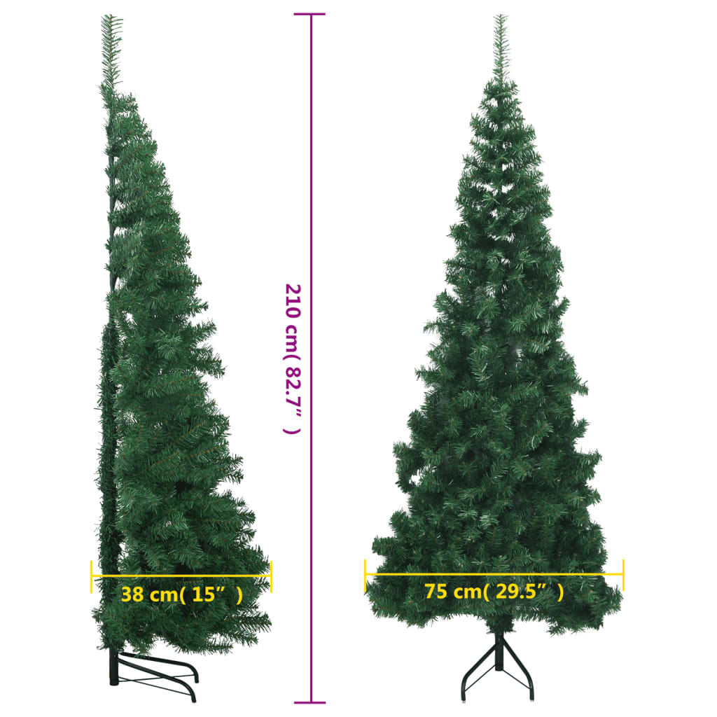 vidaXL Corner Artificial Christmas Tree Green 210 cm PVC