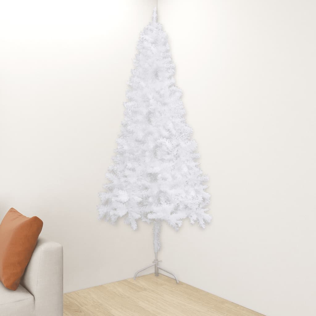 vidaXL Corner Artificial Christmas Tree White 150 cm PVC