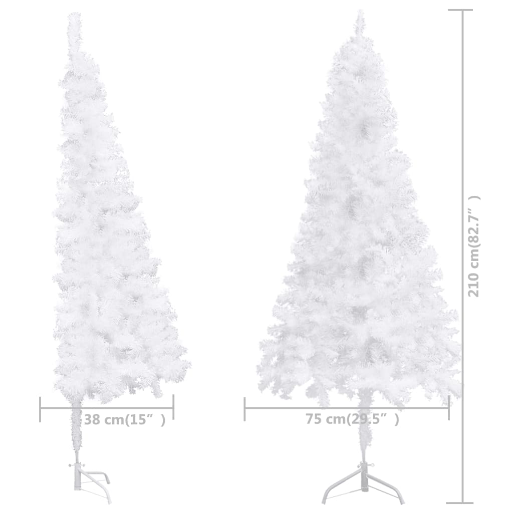 vidaXL Corner Artificial Christmas Tree White 210 cm PVC