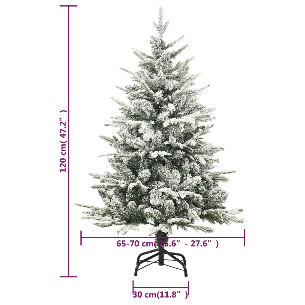 vidaXL Artificial Christmas Tree with Flocked Snow Green 120 cm PVC&PE