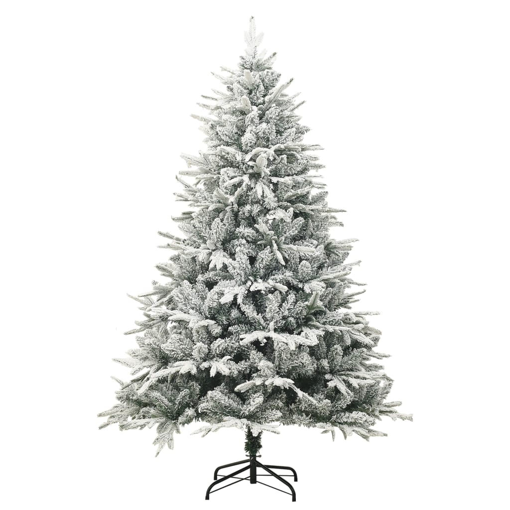 vidaXL Artificial Christmas Tree with Flocked Snow Green 210 cm PVC&PE