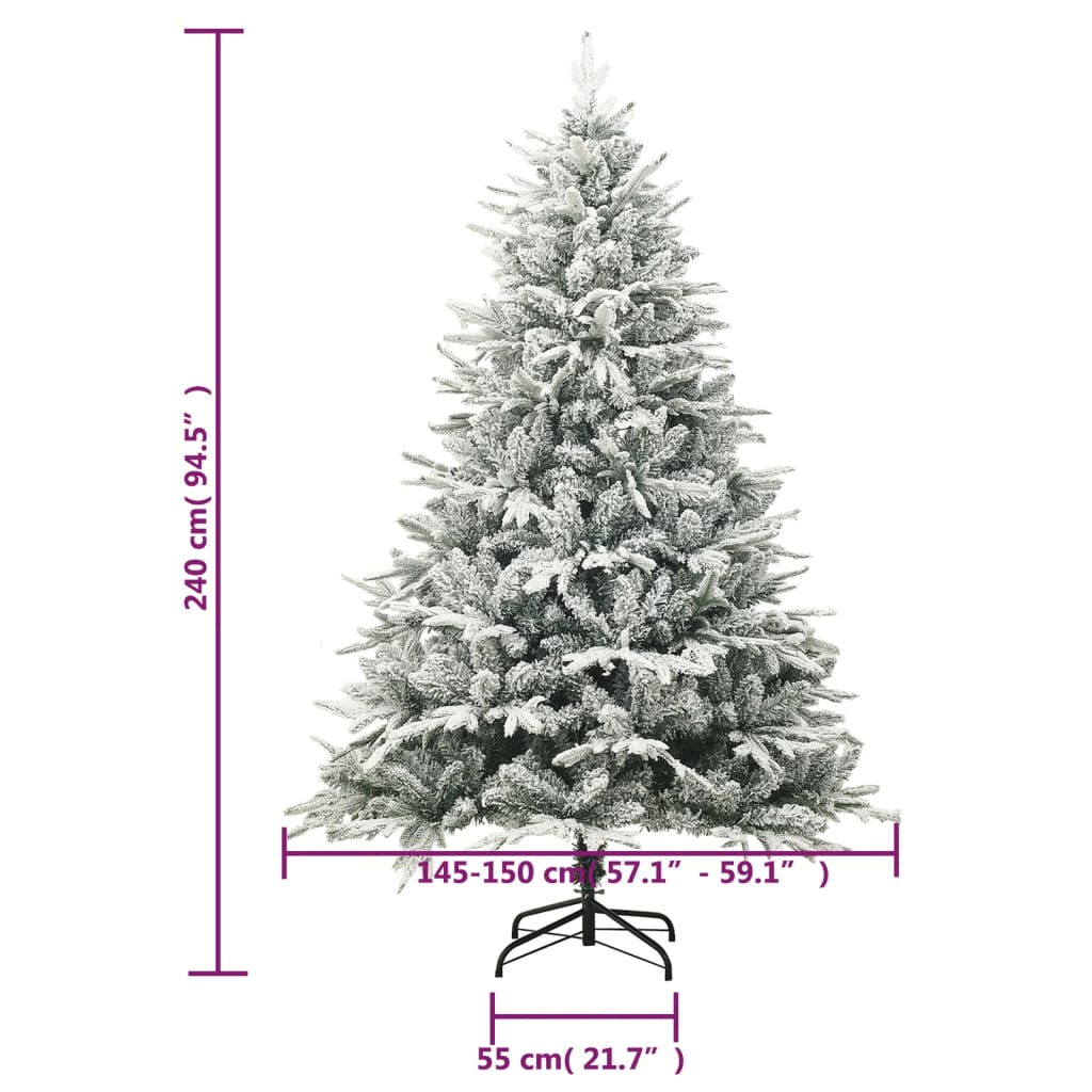 vidaXL Artificial Christmas Tree with Flocked Snow Green 240 cm PVC&PE