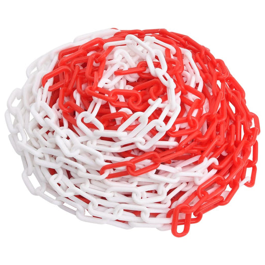 vidaXL Warning Chain Red and White 100 m Ø6 mm Plastic