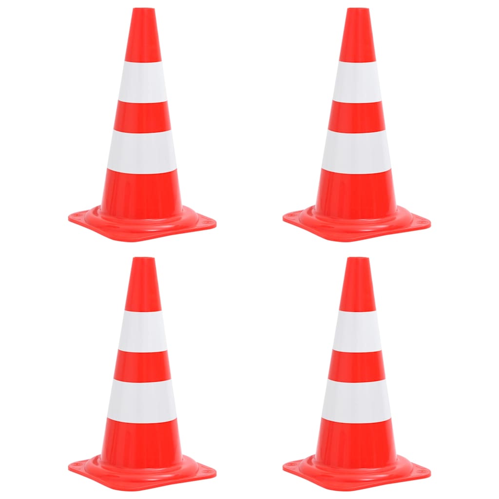150945 vidaXL Reflective Traffic Cones 4 pcs Red and White 50 cm