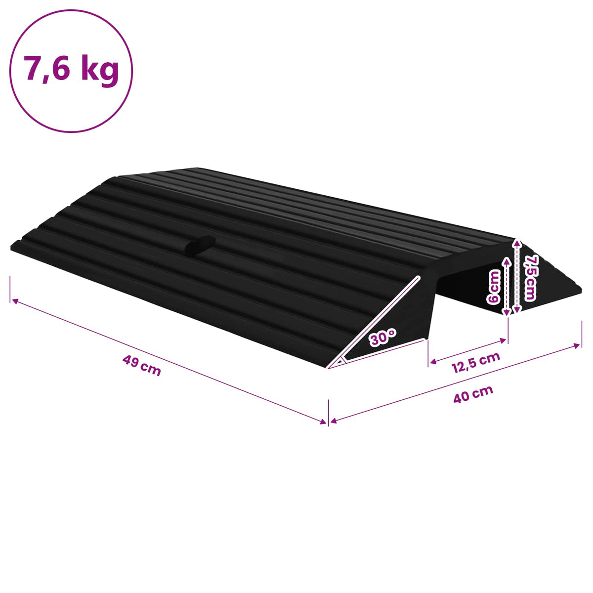 Bridge Threshold Ramps 3 pcs 49x40x8 cm Rubber