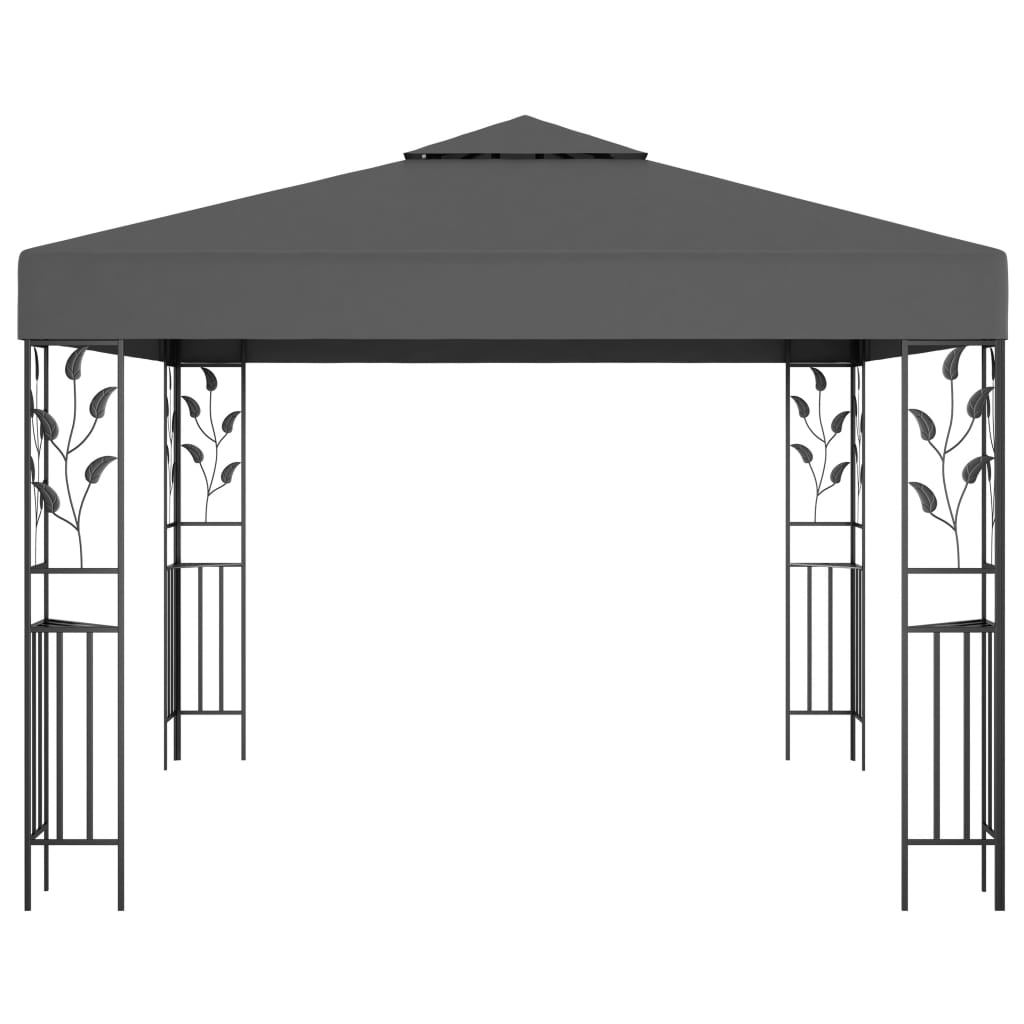 vidaXL Gazebo with LED String Lights 3x3 m Anthracite