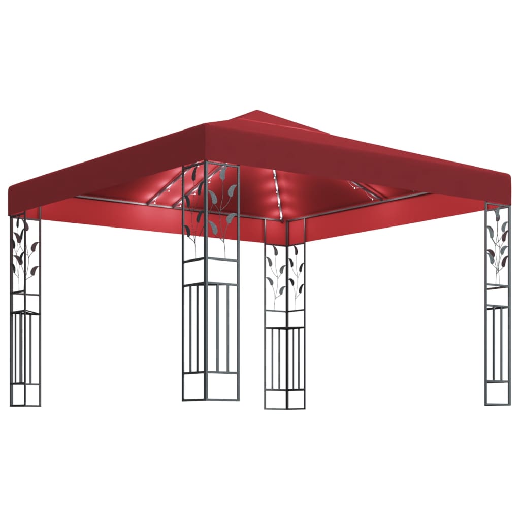 vidaXL Gazebo with LED String Lights 3x3 m Wine Red