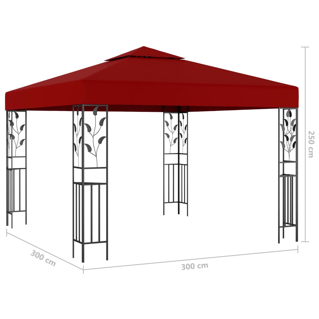 vidaXL Gazebo with LED String Lights 3x3 m Wine Red