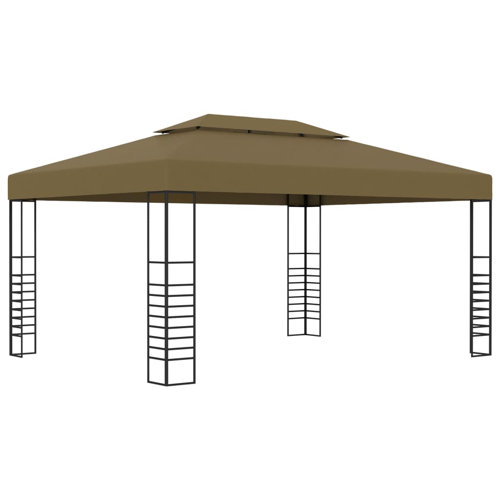 vidaXL Gazebo with LED String Lights 3x4 m Taupe