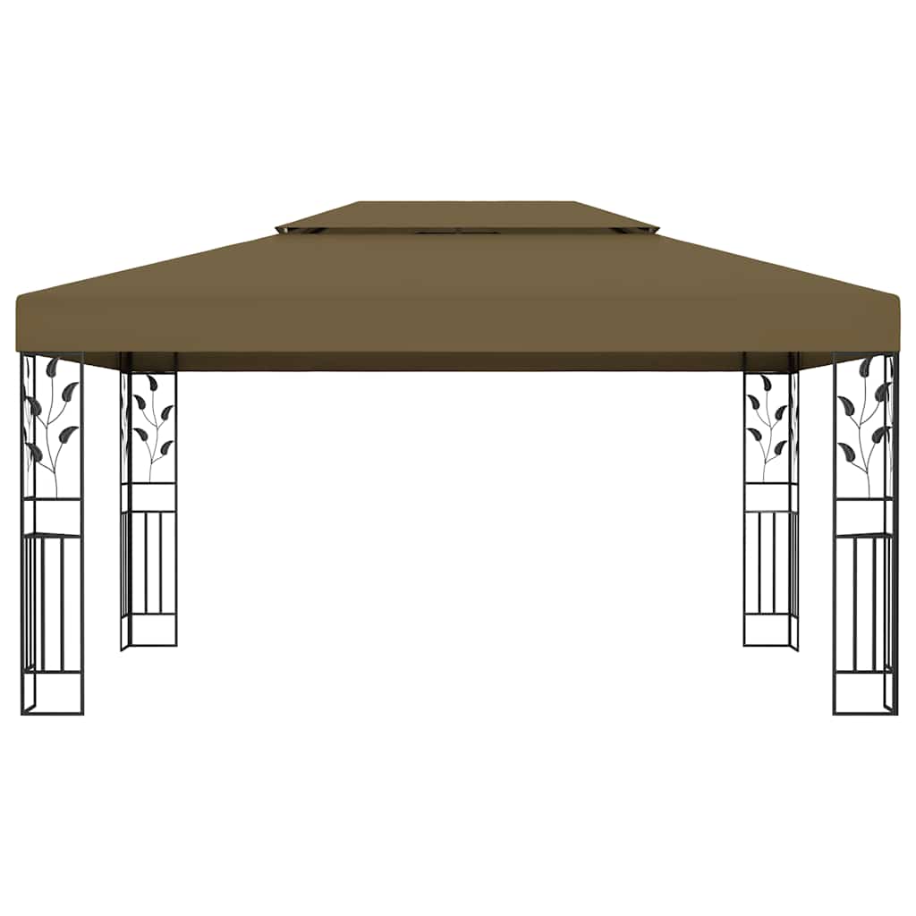 vidaXL Gazebo with Double Roof&LED String Lights 3x4 m Taupe