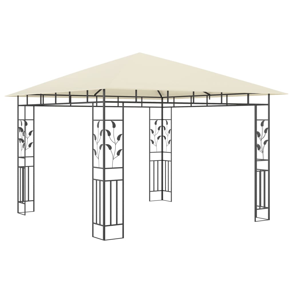 vidaXL Gazebo with Mosquito Net&LED String Lights 3x3x2.73 m Cream