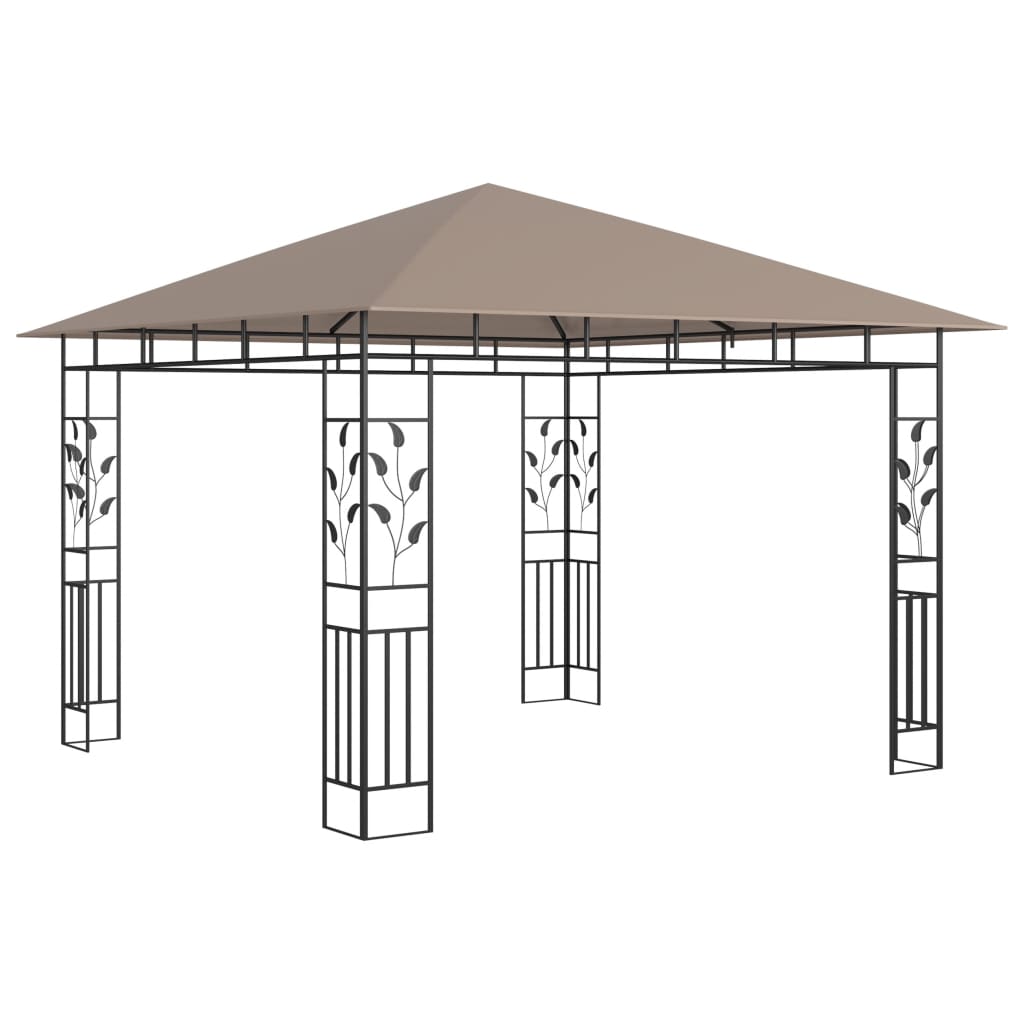 vidaXL Gazebo with Mosquito Net&LED String Lights 3x3x2.73 m Taupe