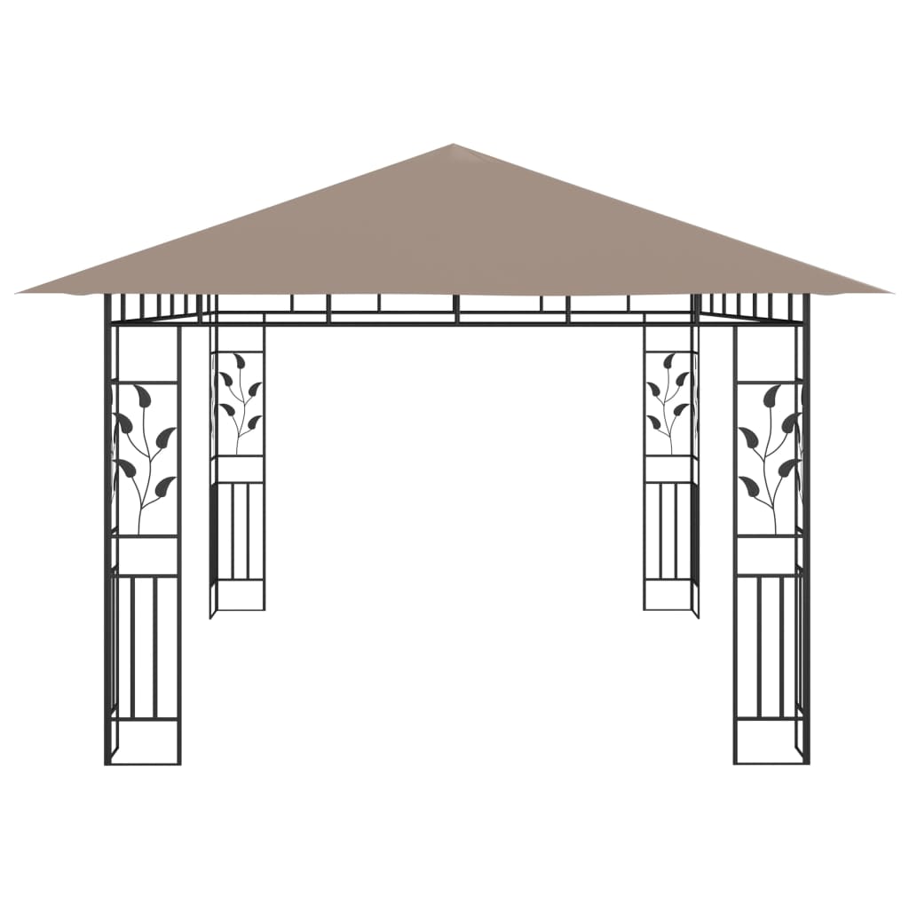 Gazebo with Mosquito Net&LED String Lights 4x3x2.73 m Taupe