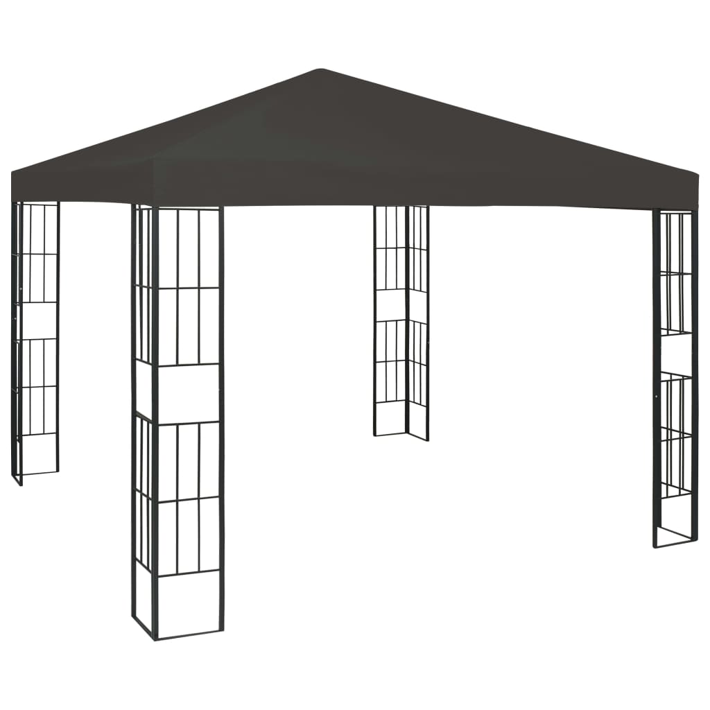 vidaXL Gazebo with LED String Lights 3x3 m Anthracite