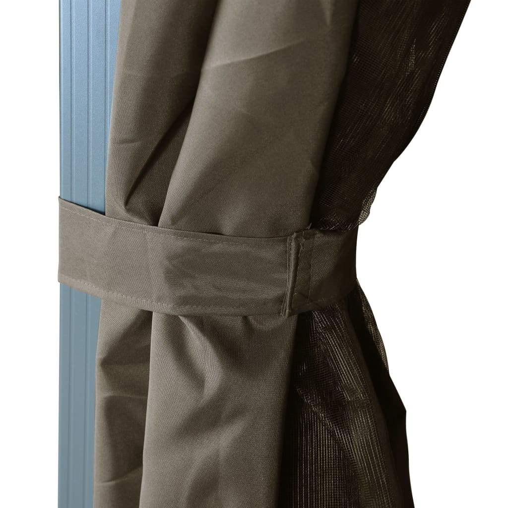 vidaXL Gazebo with Curtain&LED String Lights 3x3 m Taupe Aluminium