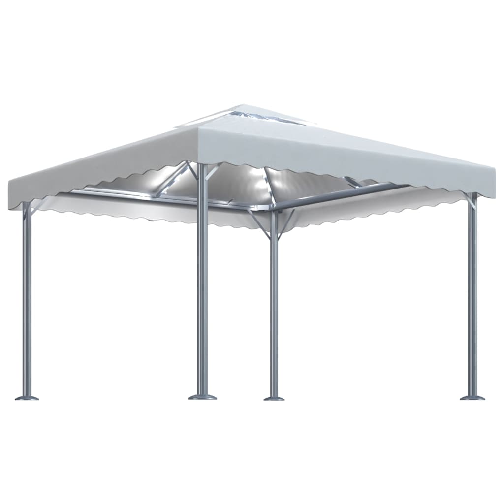 vidaXL Gazebo with LED String Lights 300x300 cm Cream Aluminium