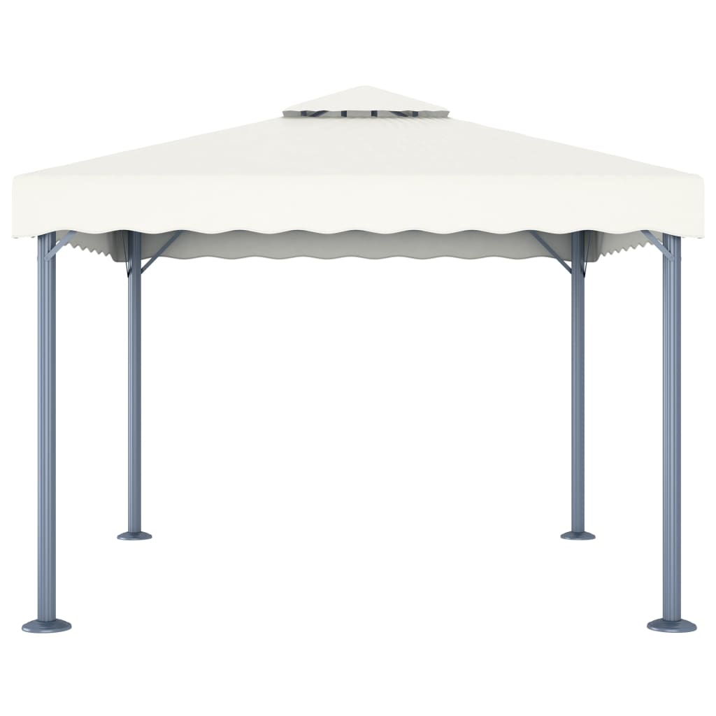 vidaXL Gazebo with LED String Lights 300x300 cm Cream Aluminium