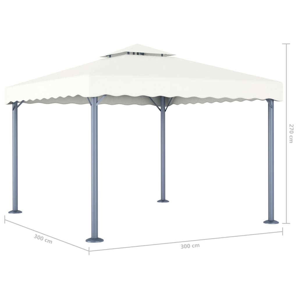 vidaXL Gazebo with LED String Lights 300x300 cm Cream Aluminium