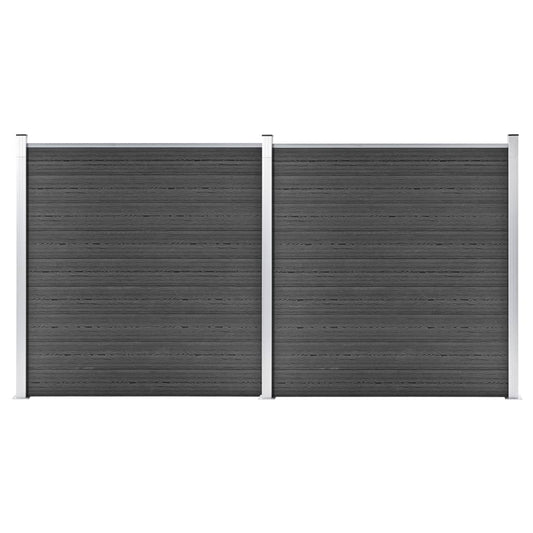 vidaXL Fence Panel Set WPC 353x186 cm Black