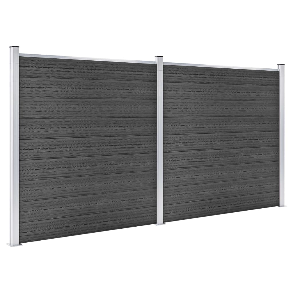 vidaXL Fence Panel Set WPC 353x186 cm Black