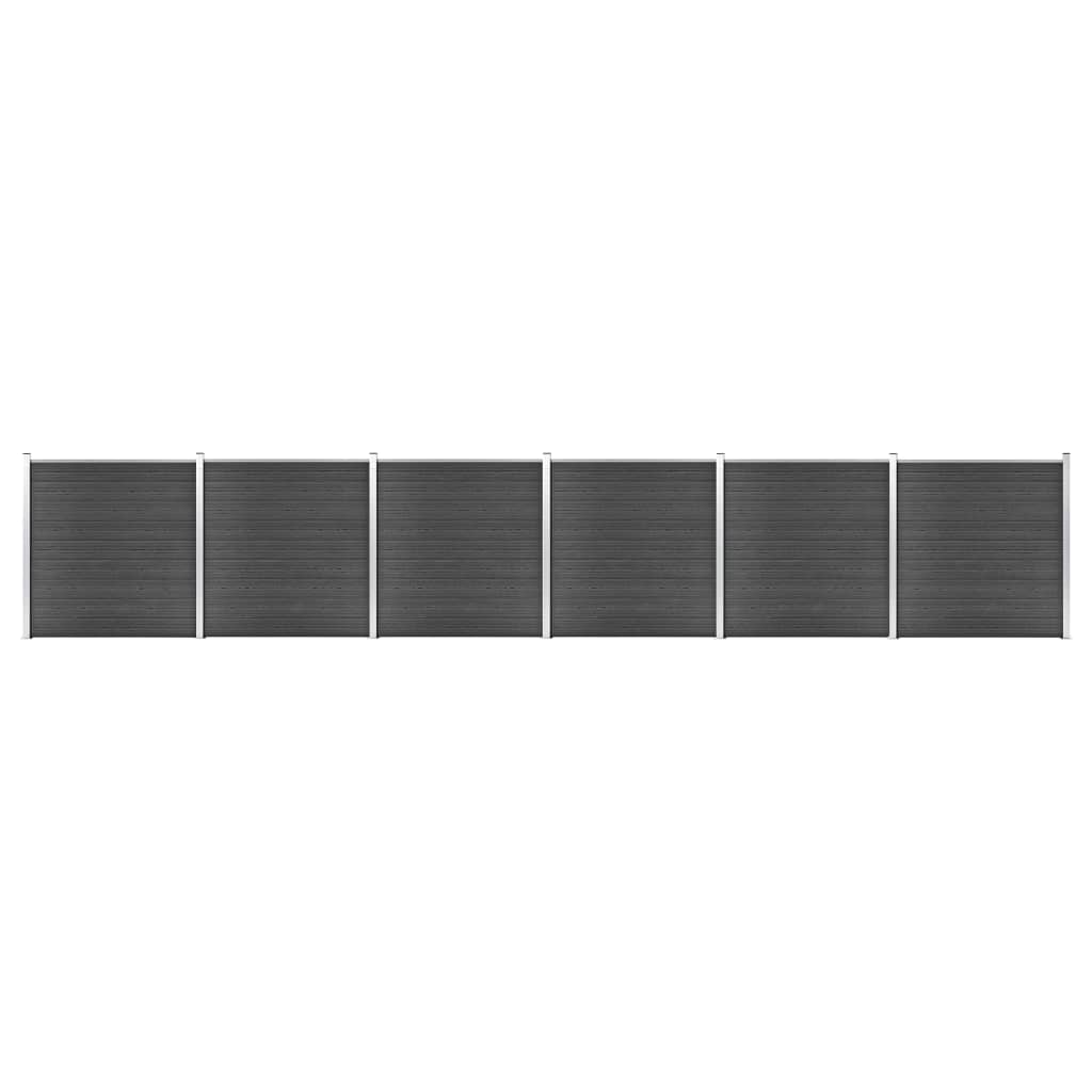 vidaXL Fence Panel Set WPC 1045x186 cm Black