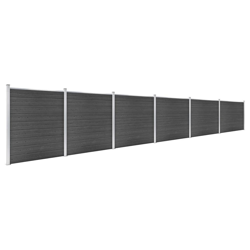 vidaXL Fence Panel Set WPC 1045x186 cm Black