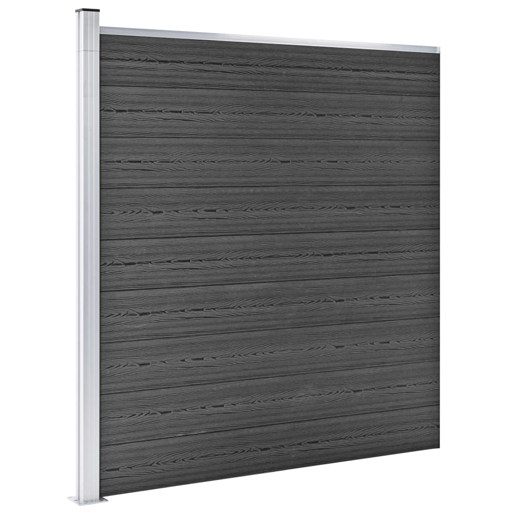 vidaXL Fence Panel Set WPC 1045x186 cm Black