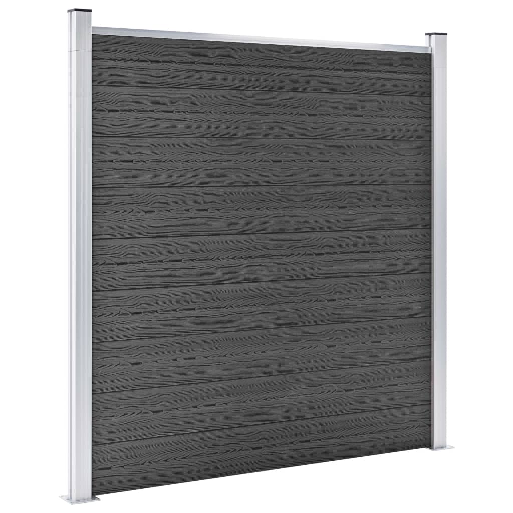 Fence Panel Set WPC 1218x186 cm Black