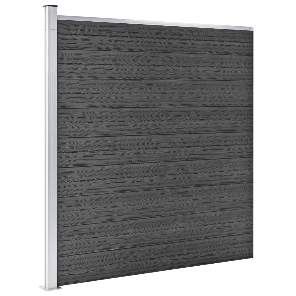 Fence Panel Set WPC 1218x186 cm Black