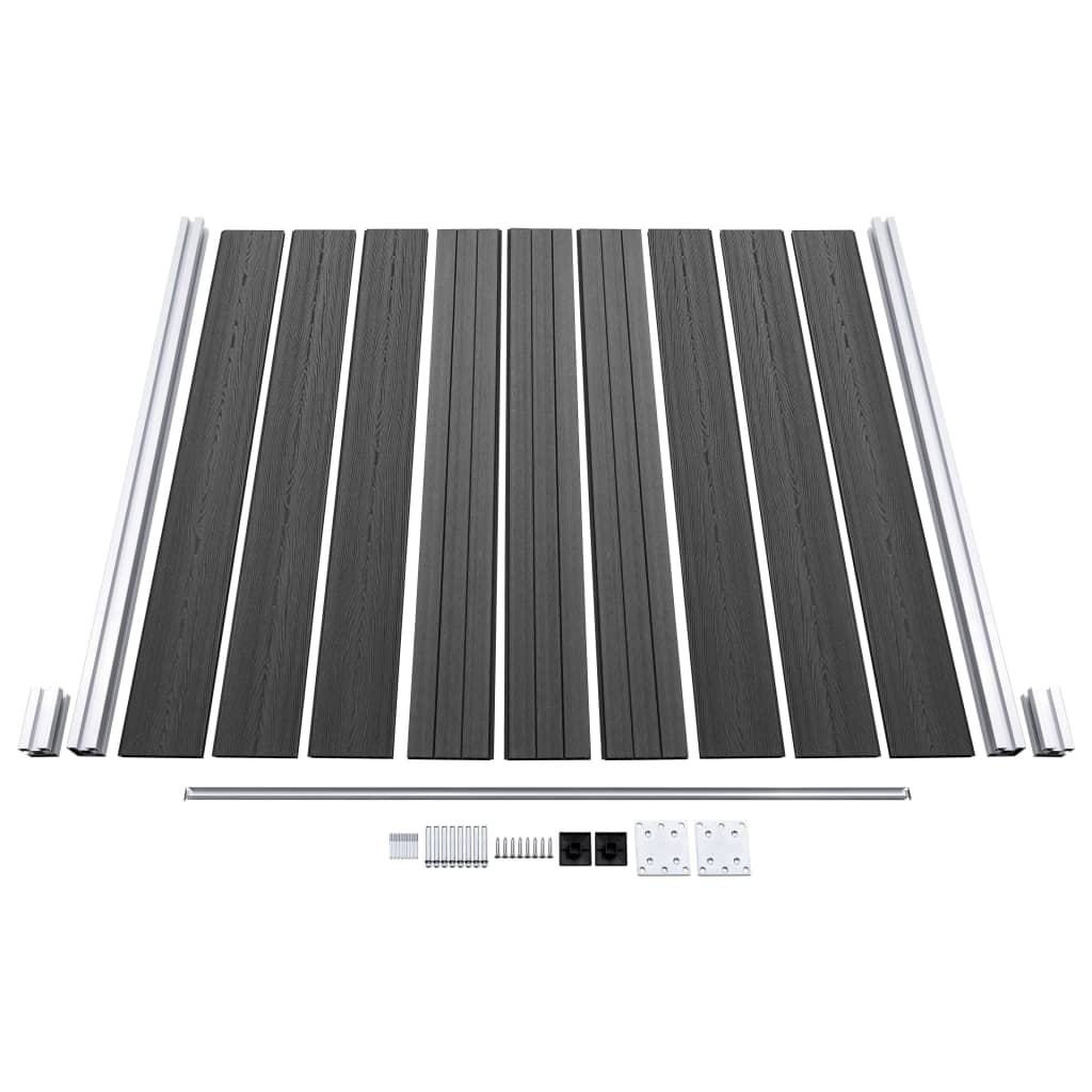 Fence Panel Set WPC 1218x186 cm Black