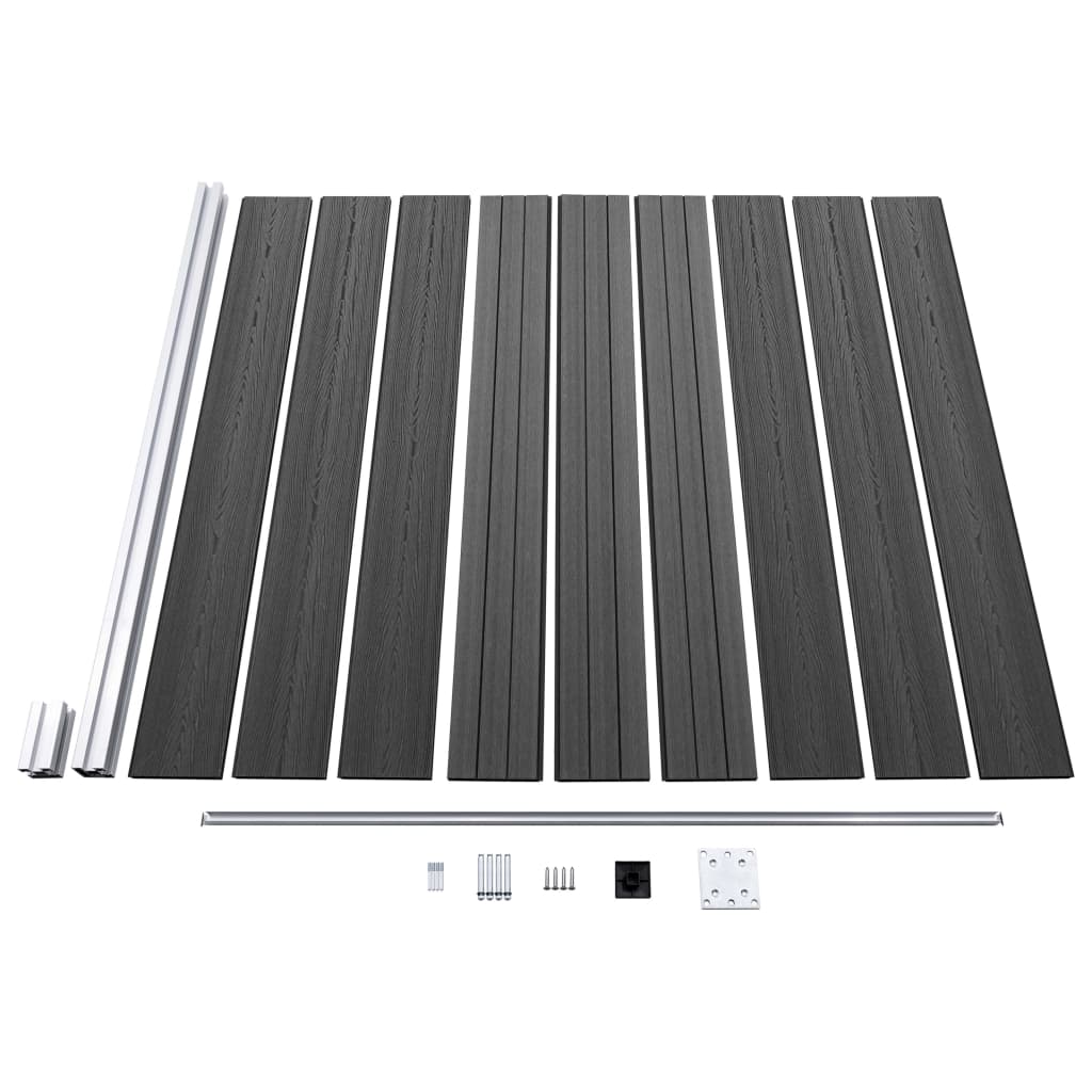 Fence Panel Set WPC 1218x186 cm Black
