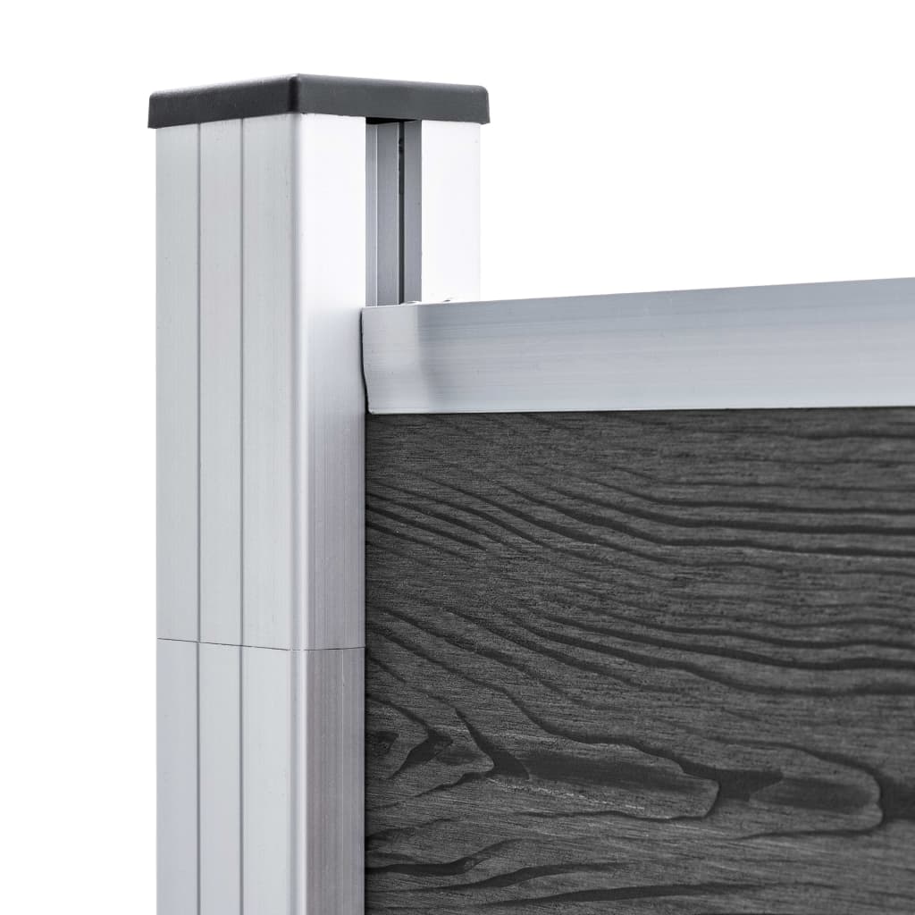 Fence Panel Set WPC 1218x186 cm Black
