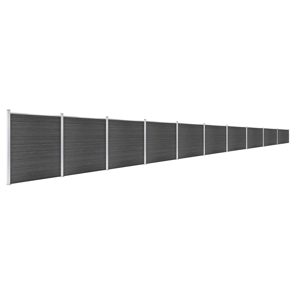 vidaXL Fence Panel Set WPC 1737x186 cm Black