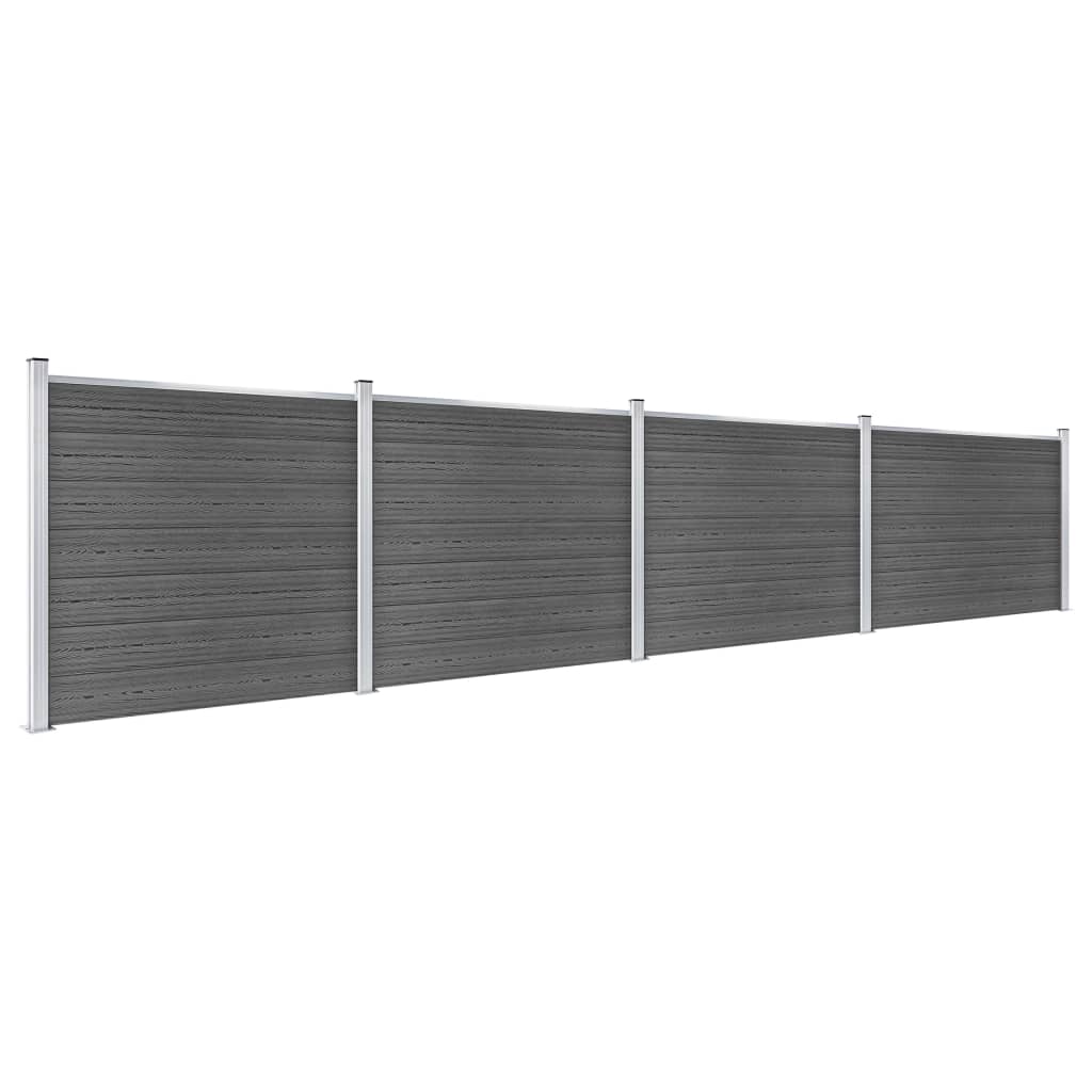 vidaXL Fence Panel Set WPC 699x146 cm Black