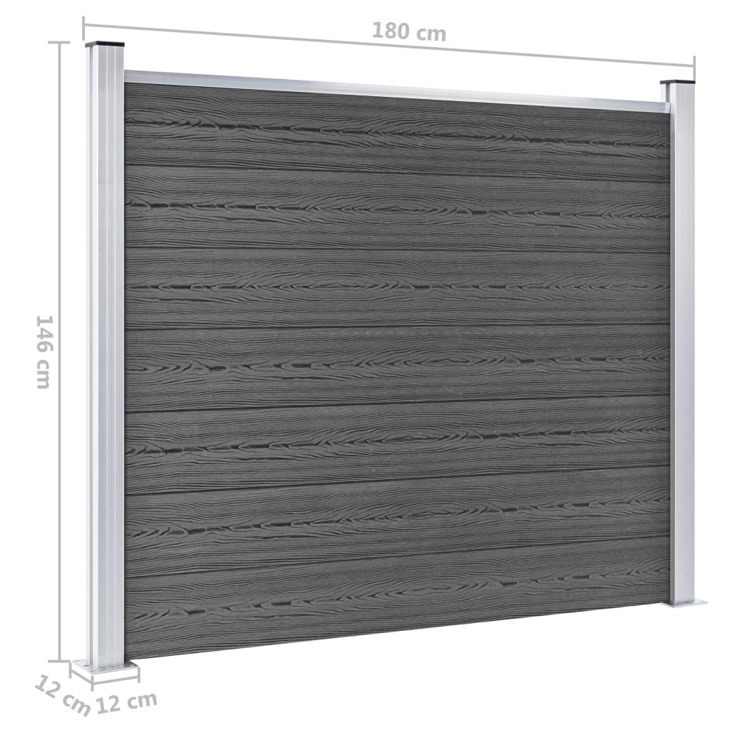 vidaXL Fence Panel Set WPC 699x146 cm Black