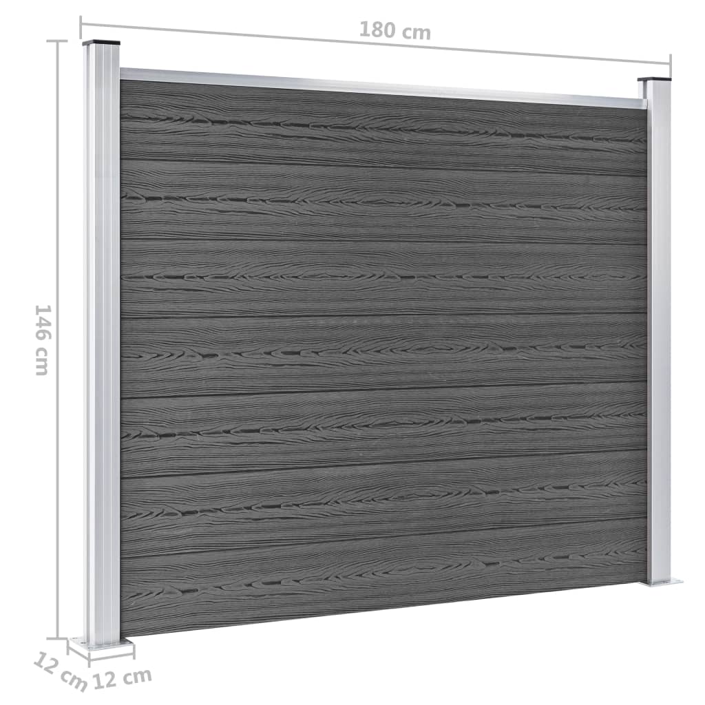 Fence Panel Set WPC 872x146 cm Black