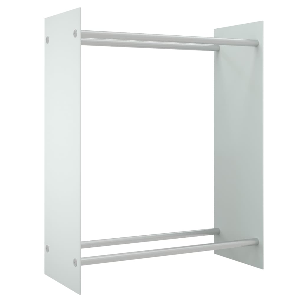 vidaXL Firewood Rack White 80x35x100 cm Tempered Glass