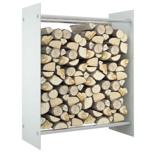 vidaXL Firewood Rack White 80x35x100 cm Tempered Glass