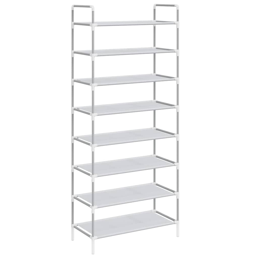 Shoe Rack with 8 Shelves Metal and Non-woven Fabric Silver