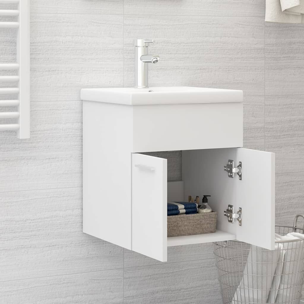 vidaXL Sink Cabinet with Built-in Basin White Engineered Wood