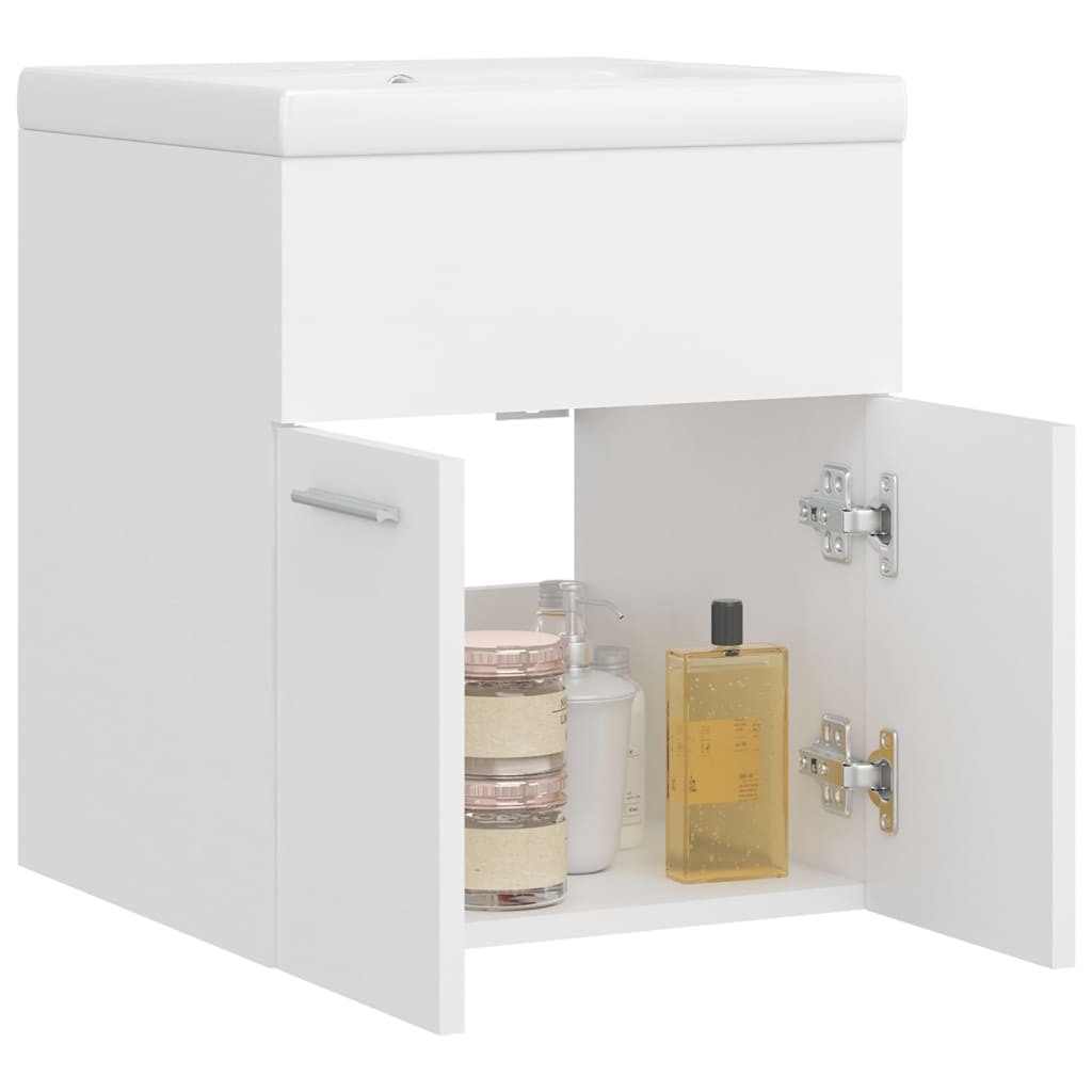 vidaXL Sink Cabinet with Built-in Basin White Engineered Wood