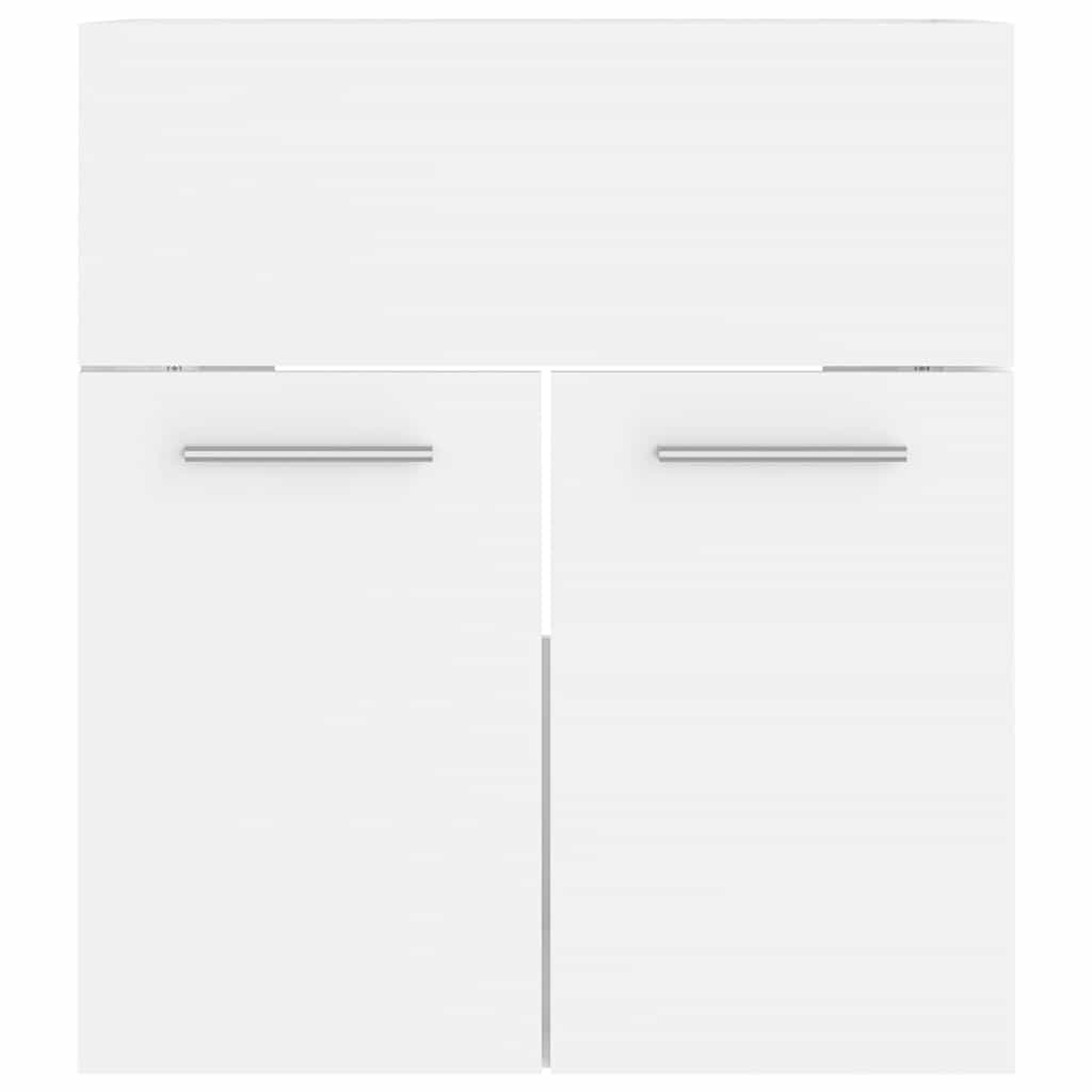 Sink Cabinet with Built-in Basin White Engineered Wood