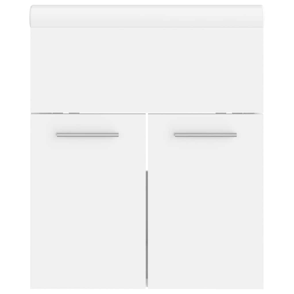 Sink Cabinet with Built-in Basin White Engineered Wood