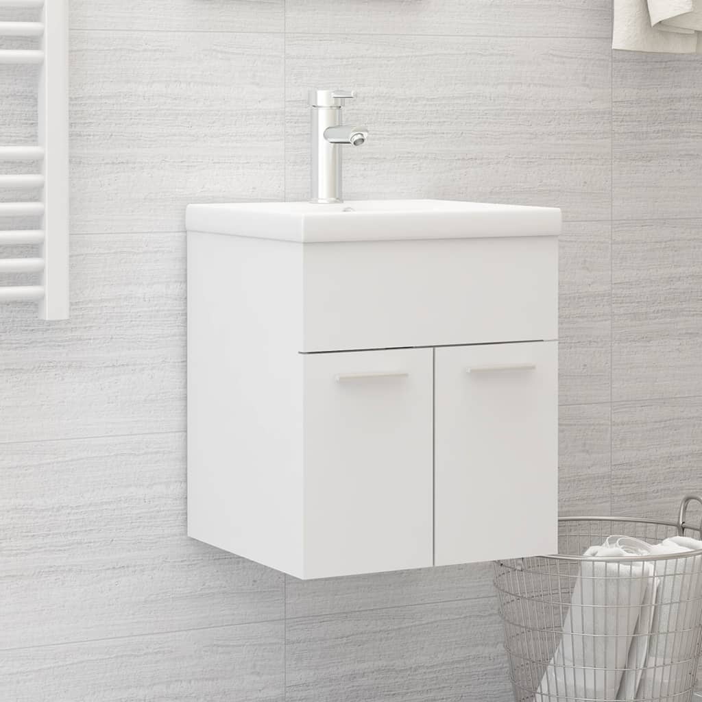 vidaXL Sink Cabinet with Built-in Basin White Engineered Wood