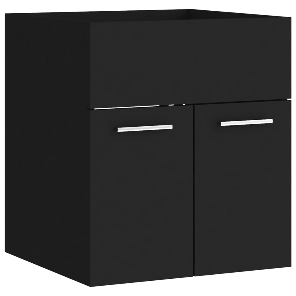 vidaXL Sink Cabinet with Built-in Basin Black Engineered Wood