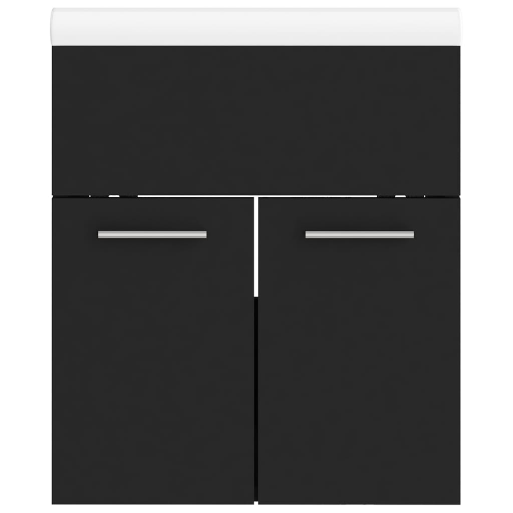 vidaXL Sink Cabinet with Built-in Basin Black Engineered Wood