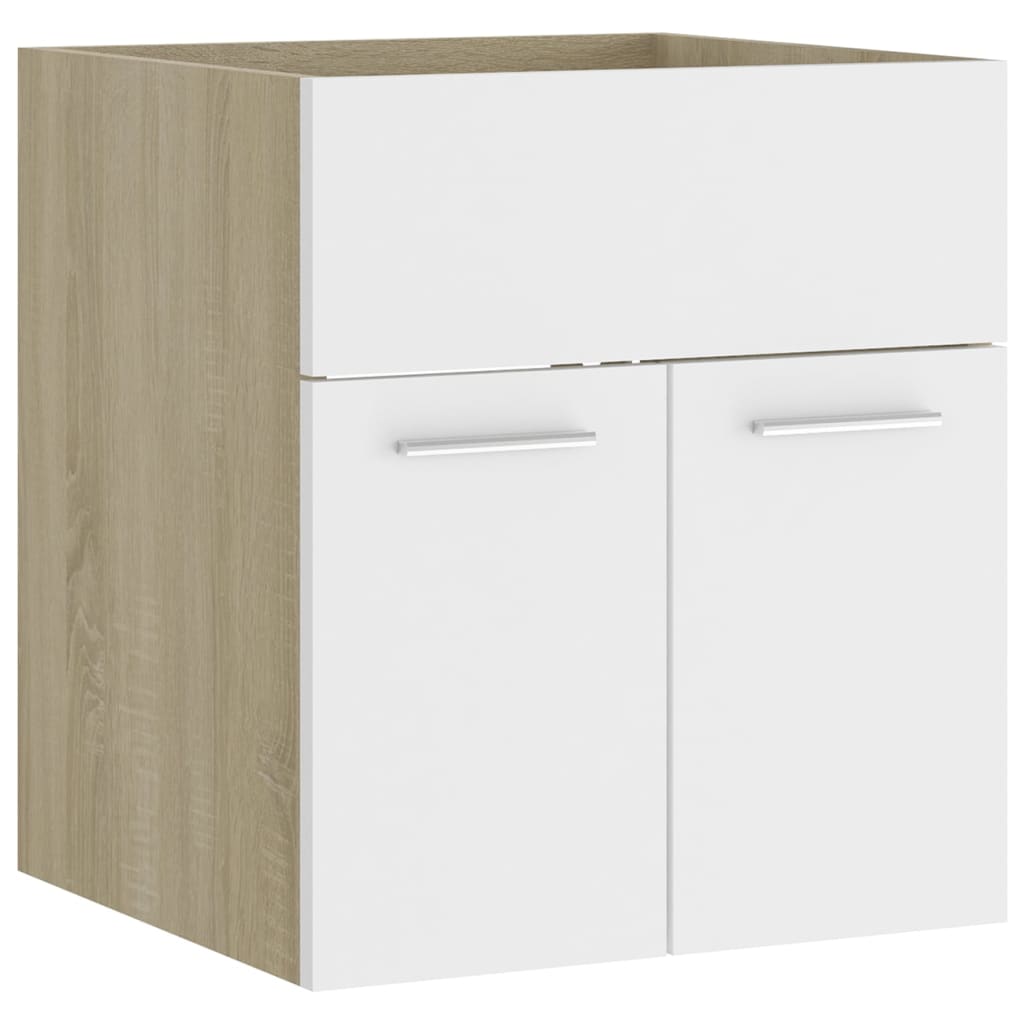 vidaXL Sink Cabinet with Built-in Basin White and Sonoma Oak Engineered Wood